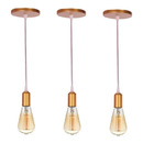 Kit 3 Luminárias Pendentes Retrô Rose Gold Industrial E27 Lustre Teto Sala Cozinha Decoração