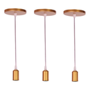 Kit 3 Pendente Lustre Luminária Retrô Fio Cabo Simples Rose Gold Industrial E27