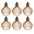 Kit 6 Lustres Pendentes Rústicos Madeira MDF Cru Teto Área Gourmet Churrasqueira Decoração