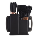 Kit 19 Peças Jogo de Utensílios Para Cozinha em Silicone Com Cabo de Madeira Completo