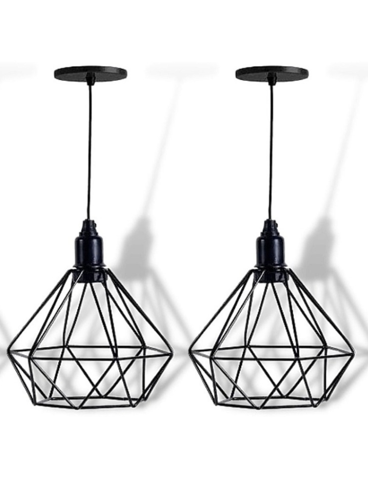 Kit 2 Pendente Lustre Luminária Aramado Diamante Preto
