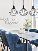 Kit 2 Pendente Lustre Luminária Aramado Diamante Preto