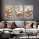 quadro grande para sala cozinha decorativo flor flores top dourado branca