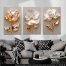 quadro grande para sala cozinha decorativo flor flores top dourado branca