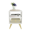 Mesa de Cabeceira Retrô Compacta com Nicho para Quarto Sala Casal ou Solteiro Branco