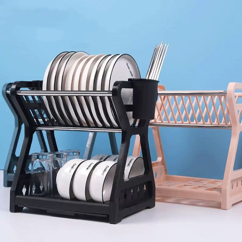 Escorredor de pratos de cozinha removível para pratos e talheres de plástico Top Home