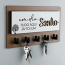 Porta Chaves Decorativo 05 Ganchos em MDF