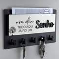 Porta Chaves Decorativo 05 Ganchos em MDF