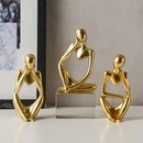 Trio de Estatuetas de Gesso para Decoração de Casa Escritório