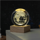 Luminária Bola de Cristal LED Lua Via Láctea Base de Madeira Luz Noturna Decorativa Presente
