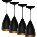 Kit 3 Luminárias Pendentes Modernas Preto com Cobre E27 Teto Sala Jantar Cozinha Decoração Premium