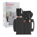 Kit 19 Peças Jogo de Utensílios Para Cozinha em Silicone Com Cabo de Madeira Completo