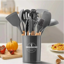 KIT 12 Peças de Utensílios Para Cozinha em Silicone e Bambu