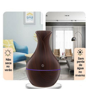 Umidificador Design de Vaso Aromatizador Silencioso textura de Madeira Recarregável com LED ALEX