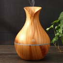 Umidificador Design Vaso Aromatizador Silencioso Madeira Recarregável LED