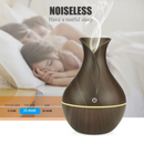 Umidificador Design de Vaso Aromatizador Silencioso textura de Madeira Recarregável com LED ALEX