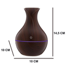 Umidificador Design de Vaso Aromatizador Silencioso textura de Madeira Recarregável com LED ALEX