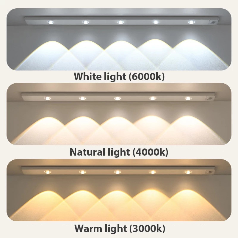 Ultra fino diodo emissor de luz 120/80/60/50/40cm armário lâmpada pir sensor de movimento sem fio usb recarregável luz