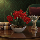 Arranjo de Orquídea Artificial Decorativa com Vaso e Casca Polida Planta Elegante