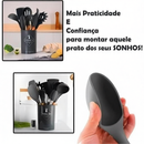 KIT 12 Peças de Utensílios Para Cozinha em Silicone e Bambu